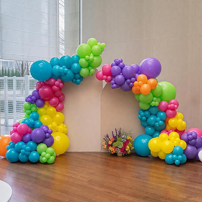 Balloon Arch Garland Kit,Green Pink Blue Yellow Orange Balloons Assorted Colors Pastel Balloons For Girls Kids Magic Themed Birthday Baby Shower Wedding Graduation Party Decorations