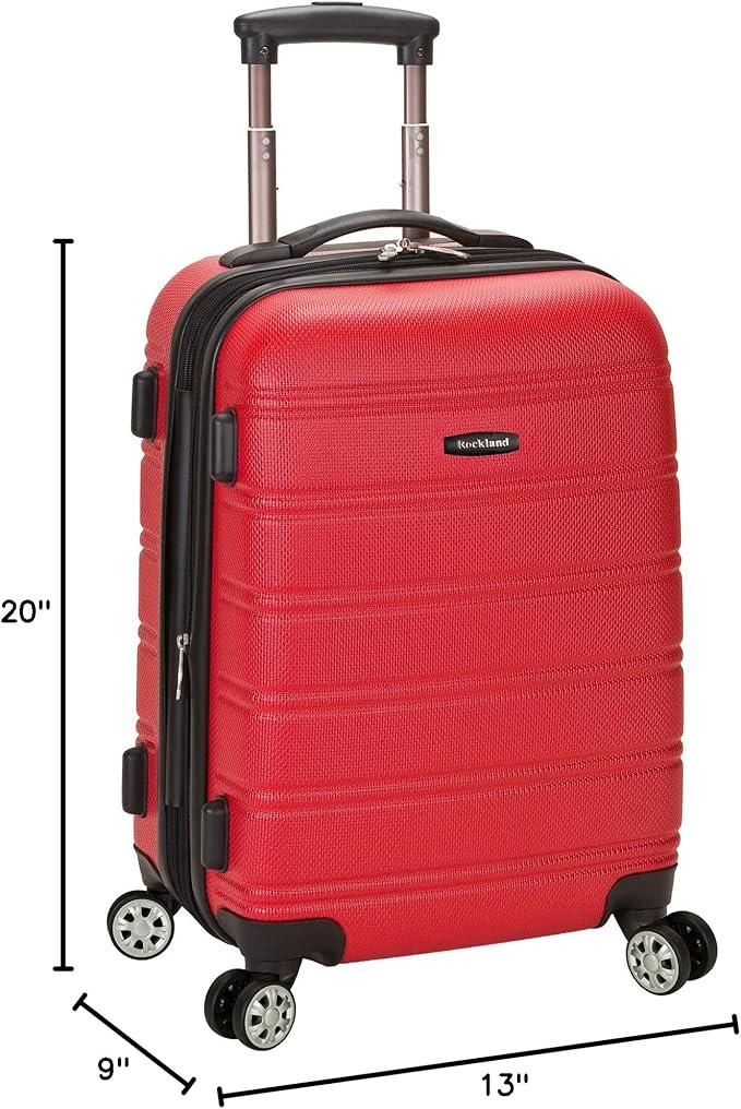 Rockland Melbourne Hardside Expandable Spinner Wheel Luggage, Carry-On 20", Red