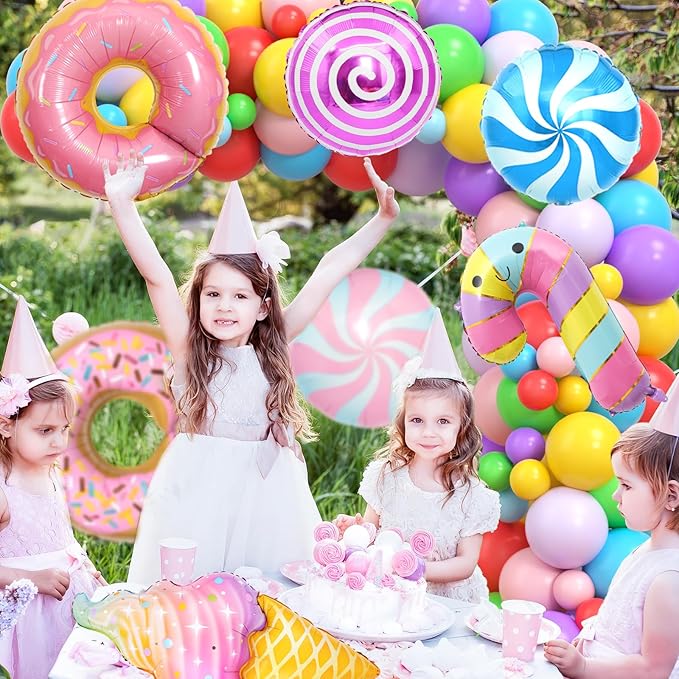 159 Candyland Party Decorations Two Sweet Birthday Party Supplies, Colorful Ice Cream Donut Balloon Arch Garland Kit Backdrop, Kid Girl Candy Party Decor