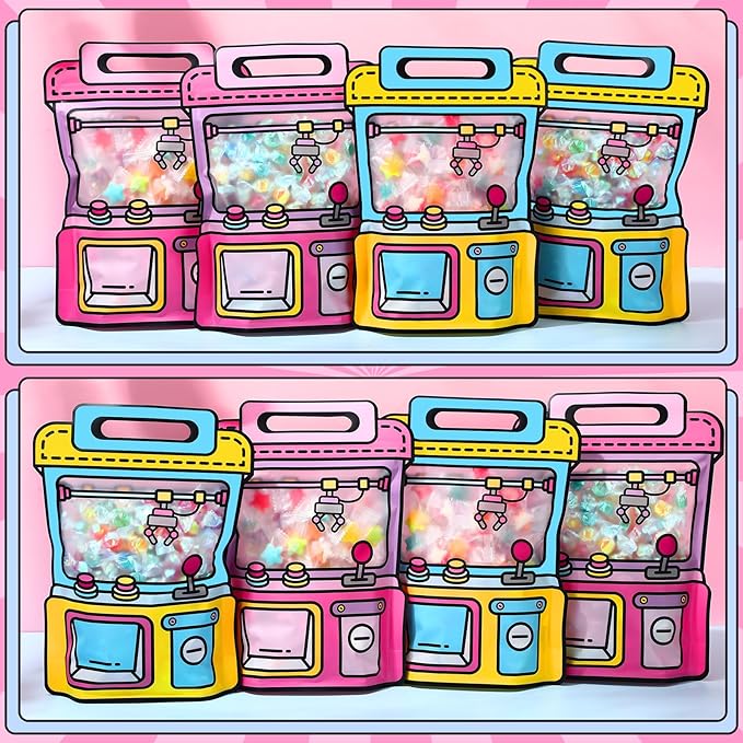 40 Pcs Goodie Bags Stuffers for Kids Birthday Goodie Bags Cartoon Snack Candy Treat Party Favor Plastic Gift Handbags Bulk with Handle for Back to School Supplies(7.2 x 8.4 Inch,Game Style)