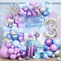 Snow 3rd Birthday Decorations Girl, Snowflake Balloon Garland Arch Kit, Laser Explosion Star Balloons, Silver Number 3 Balloon Tower for Baby Shower Girls 3rd Snow Theme Party Supplies