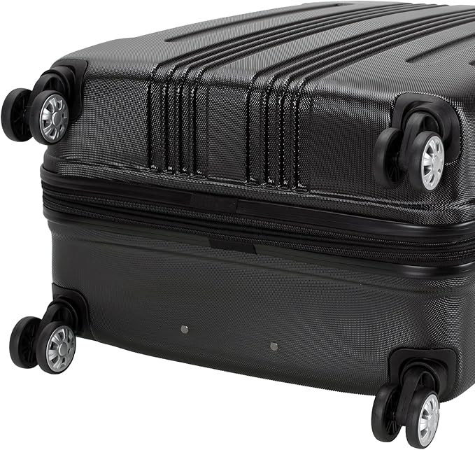 Rockland London Hardside Expandable Spinner Wheel Luggage, Checked Large 28", Black