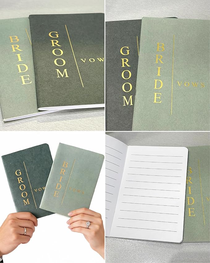 Vow Books for Bride and Groom, His and Hers Vow Books for Wedding-Soft Touch Gold Foil Engraving, Engagement | Wedding Essentials