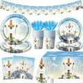 He is Risen Party Supplies, 142Pcs Easter He is Risen Decoration Tableware Set Include Easter Religious Plates and Napkins,Cups,Banner,Tablecloth for Spring Christian Party Supplies