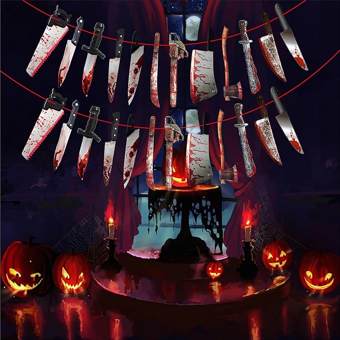 Halloween Blood Weapon Garland 36 Pcs Garland, Halloween Decorations Blood Body Parts for Scary Haunted House Party Supplies