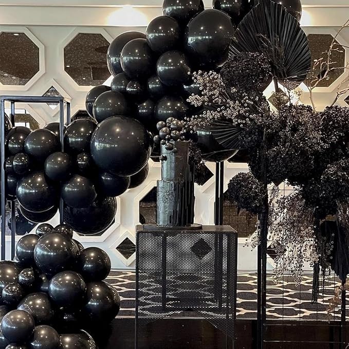 PartyWoo Black Balloons 140 pcs Different Sizes of 18 12 10 5 Inch Black Balloons Arch Kit Garland for Baby Shower Birthday Graduation Casino Gaming Anniversary Retirement Party Decorations Black-Y18