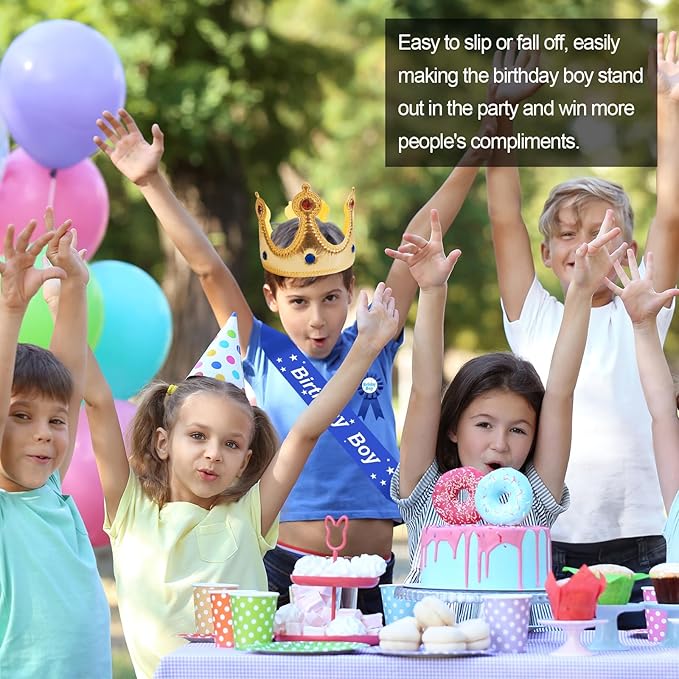 Birthday Party Set - King Crown, Sash, Decorations, Photo Props for Boys Kids Theme