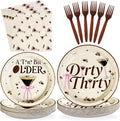 96Pcs Dirty 30th Birthday Decorations Espresso Martini 30th Plates and Napkins Disposable Thirtini Paper Tableware for Women 30 Year Old Martini Birthday Dirty Thirty Party Supplies, Serves 24