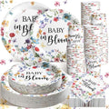 Hsei 250 Pcs Baby in Bloom Baby Shower Decorations Wildflower Plates and Napkins Set Floral Party Tableware Set for 50 Guests Floral Disposable Plates Napkins Cups for Birthday Party Supplies