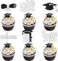 Gyufise 24Pcs Graduation Cupcake Toppers 2026 Silver Glitter Class of 2026 Cupcake Toppers Supplies So Proud of You Congrats Grad Cap Diploma Cupcake Picks for Graduation Party Decorations