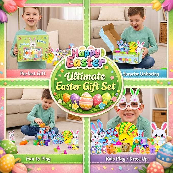 500 PCS Easter Eggs Fillers, Easter Party Favors for Kids Easter Basket Stuffers Fidget Toys Bulk, Classroom Prize Easter Gifts Treasure Box Toys Birthday Goodie Bag Stuffers