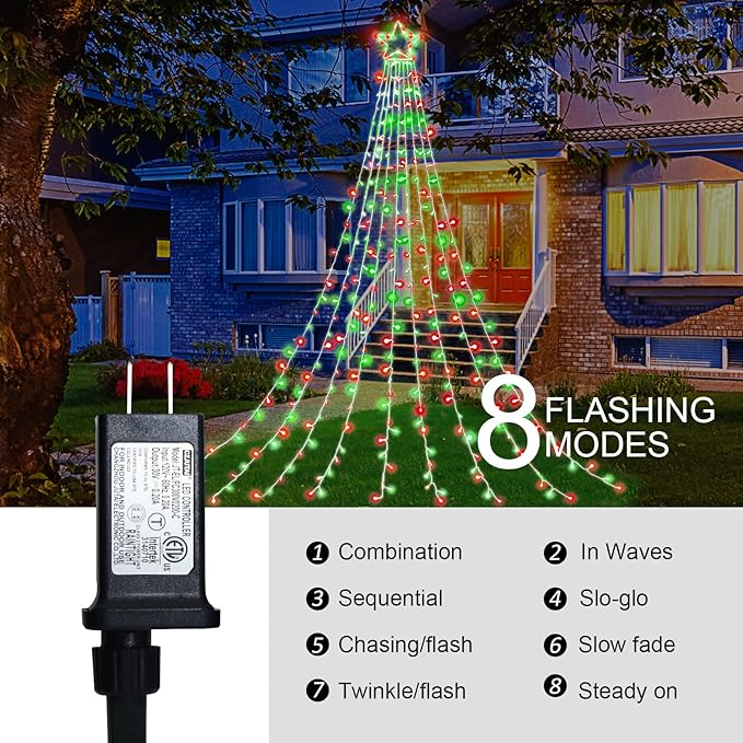 Christmas Decorations Outdoor Christmas String Lights,320 LED Fairy Lights 8 Modes Decorative String Lights for Tree Garden Patio Bedroom Wall Décor