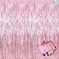 3 Pack Pink Foil Fringe Curtain Backdrop, 3.28Ft x 6.6Ft Metallic Tinsel Foil Fringe Streamer Curtains for Photo Booth, Christmas Day, Thanksgiving, Wedding, New Year Party Decorations