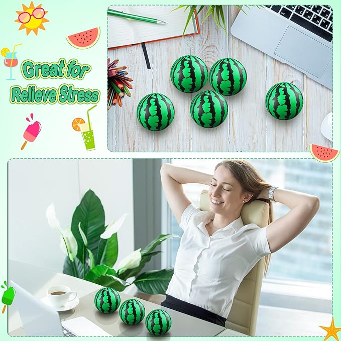 Zhanmai 36 Pack Watermelon Stress Balls Party Favors 2.5 Inch Sensory Fidget Toy Mini Watermelon Foam Balls One in a Melon Party Decorations Summer Pool Toys for Children Adults Stress Relief Gifts