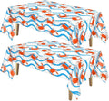 Juexica 2 Pcs 54 x 108 Inch Crab Boil Party Table Cloth Summer Seafood Party Supplies Plastic Crab Tablecover Decorations Rectangular for Sea Animals Dining Kitchen Centerpiece (Blue Waves Style)