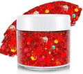 Red Face Hair Glitter,Cheer Holographic Red Body Glitter,Rave Music Festival Singer Concert Accessories,Valentines Day Outfit for Women,Halloween Cosplay Shimmer Makeup