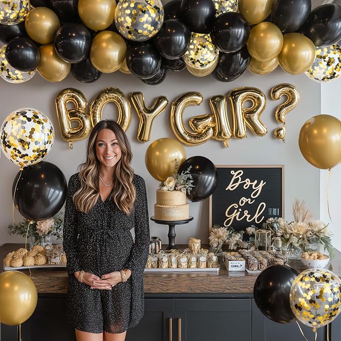 Black and Gold Balloons, 60PCS 12 Inch Metallic Gold and Black Confetti Balloons Black Latex Balloons and Gold Latex Balloons for Birthday Graduation Anniversary Wedding Party Decorations