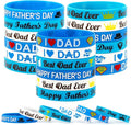 JUNEBRUSHS 42pcs Father's Day Silicone Wristbands Party Favors Rubber Bracelets for Happy Father's Day Dad’s Birthday Themed Party Supplies Goodie Bag Stuffers Fillers