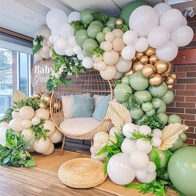 105pcs Sage Green Balloons 12inch Olive Green Balloons for Birthday Graduation Baby Shower Wedding Anniversary New Year Party Decorations