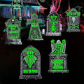 6 Pack Glowing in The Dark Halloween Tombstones Decoration for Graves, 16.5"x10" Large Outdoor Graveyard Decor Waterproof Plastic Grave Markers with 12 Stakes for Yard, Lawn Cemetery Displays