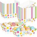 100 Pcs Easter Food Trays, Happy Easter Decor Serving Trays, 2 Style Disposable Paper Spring Decor, Large Multicolor Egg Decoration for Party Table Supplies for Snack Food, 5.94 X 3.34 X 2.16 Inches