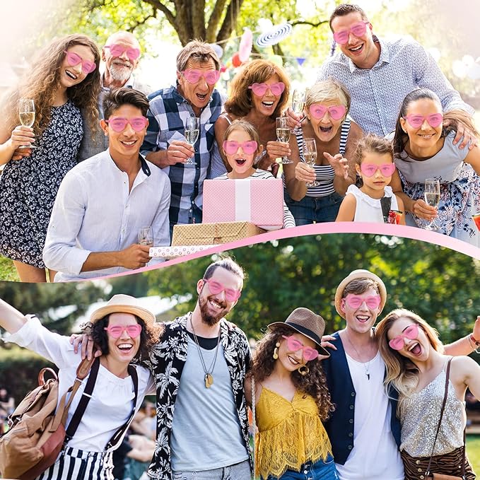 PLULON Heart Sunglasses for Women 5/12/25 Pcs, Heart Glasses Valentine Day Rimless Shaped Candy Color Fun Glasses Party Favor