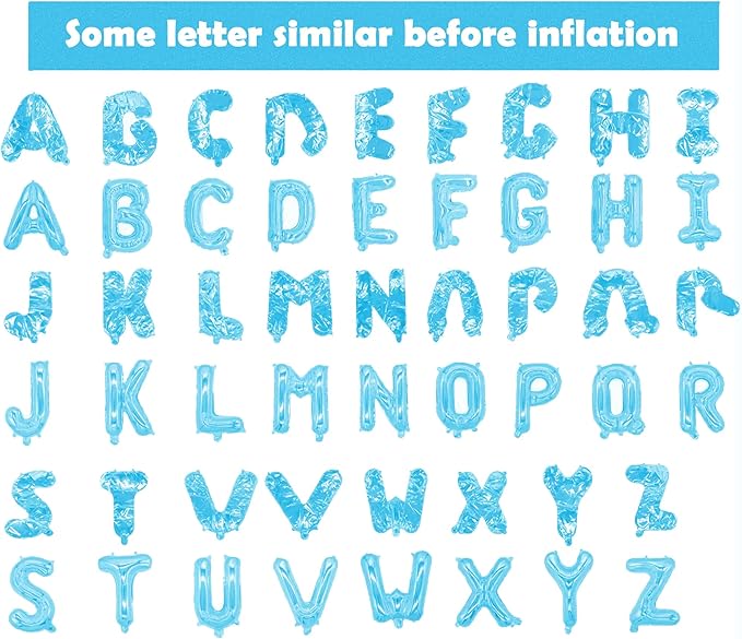 16 Inch Letter Balloons Mylar Foil Alphabet Letter A-Z Balloons Set for Wedding Birthday Party Decoration Banner(26pcs Pack,) (Light blue)