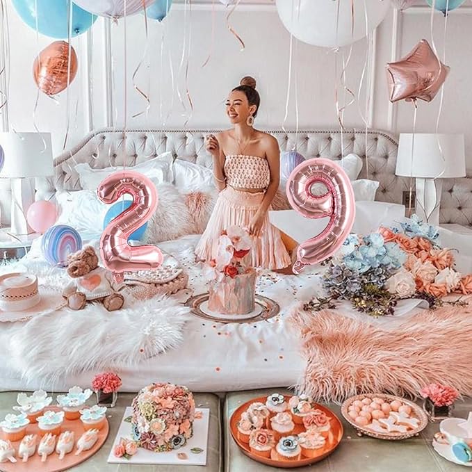 TONIFUL Balloons 16 Inch Rose Gold 0-9 Number Mylar Foil Balloons 10 Pcs Custom digitalal Balloons for 2026 New Year Eve Birthday Party Engagement Graduations Anniversary Baby Shower