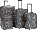 Rockland Fashion Softside 4 Piece Luggage Set, Expandable, (14" Tote/19"/24"/28"), Acu Camo
