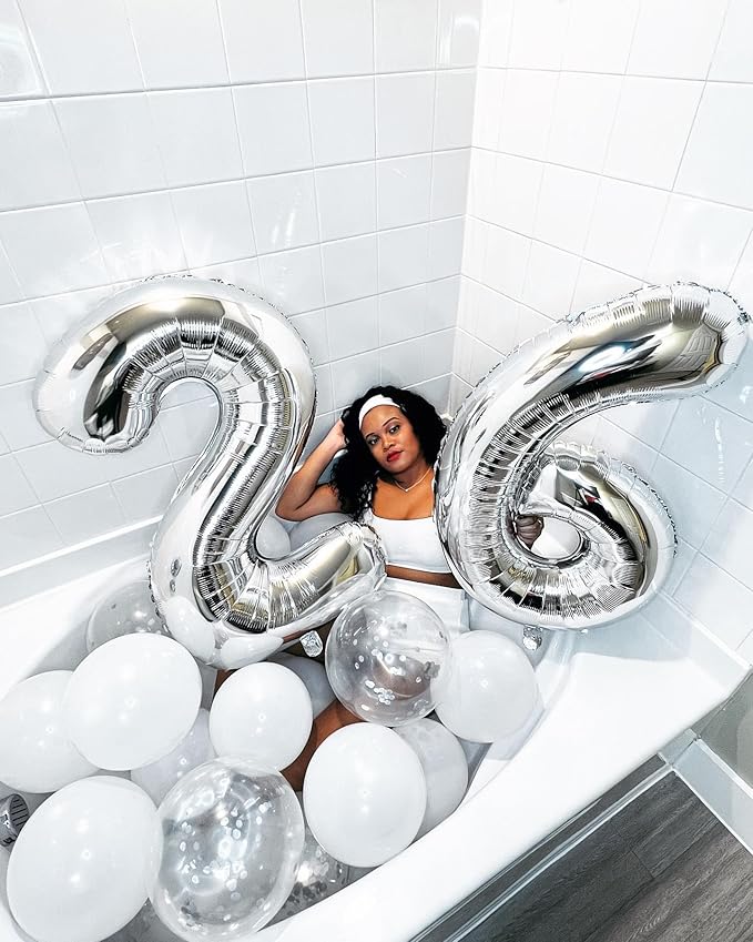 Silver 6 Balloon, Number Balloons 40 Inch, 6th Balloons for Birthday Decorations, Silver Party Supplies 6 Birthday Balloon, Number 6 Balloon