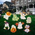Amyhill 8 Pcs Lighted Cute Ghost Yard Signs Halloween Decorations Outdoor Yard Stakes Spooky Pumpkin Ghost Witch Garden Signs with Stakes for Halloween Happy Boo Party Lawn Patio Outdoor (Classic)