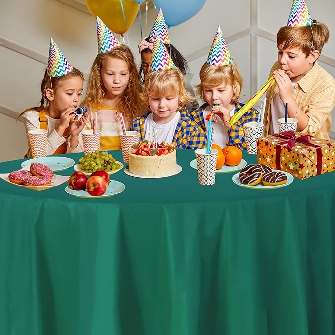 Green Disposable Plastic Tablecloth for Round Tables (36 Pack) Table Cloths for Parties, Events & Weddings, Indoors & Outdoors, 84 inches, Plastic Table Cover