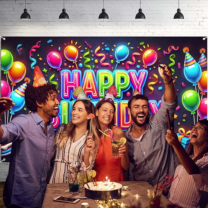 Nuxovilar Happy Birthday Banner Polyester 43x70.86 Inches Large Happy Birthday Banner for Kids Party Home Decoration Small Celebration