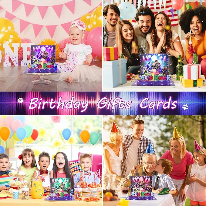 Cat Birthday Card - 3D Pop Up Funny Birthday Cards with Colourful Lights & Music, Happy Birthday Gifts Card for Kids, Boys, Girls, Men, Women, Wife