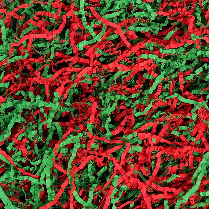 Ehpiern Crinkle Paper Filler, 1LB Christmas Crinkle Cut Shredded Paper Gift Boxers Filler Stuffing Decoration for Valentine's Day Holiday Party Birthday Wedding & Anniversaries(Red/Green)