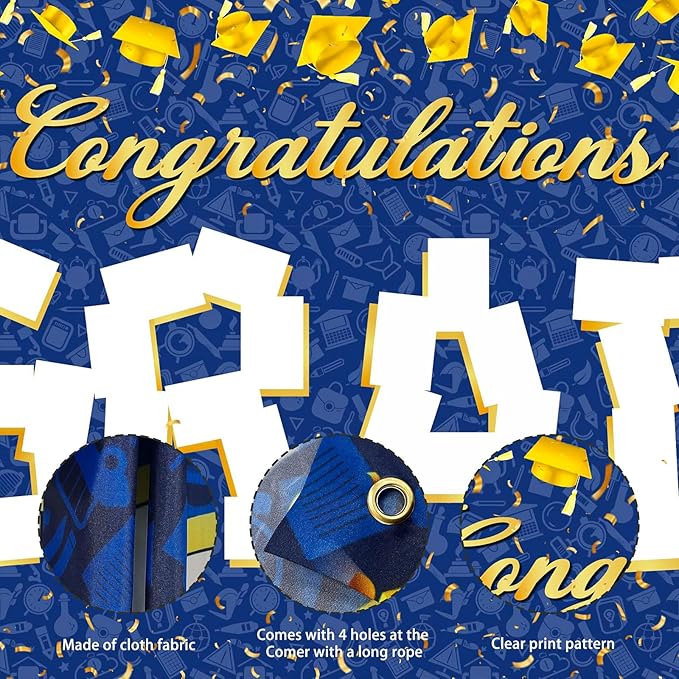 Large Graduation Photo Banner Decorations 72x44 Inch,Graduate Banner for Class of 2026 Ceremony Congratulations Grad School DIY Prom Favors Party Supplies, Picture Backdrop Sign Photography Background