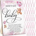 Wesiti 51 Pcs Cool Baby Shower Game Wooden Sign Gift Sets 50 Baby Shower Pacifiers Necklace Acrylic Pacifier for Gender Reveal Party Favor(Bear,Pink)