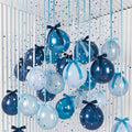 TaoBary 24 Set Pastel Blue Party Balloons, 12inch Gradient Blue Rainbow Latex Balloons and Gradient Ribbon Bows with Twist Tie for Baby Shower Birthday Party Bridal Shower Decor
