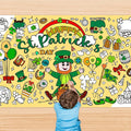 St Patricks Day Coloring Tablecloth/Poster, St Patrick Day Decorations, 72" X 30" Gaint Paper Coloring Tablecloth for Kids Crafts Activities, DIY St Patricks Party Supplies Gifts for Classroom Family