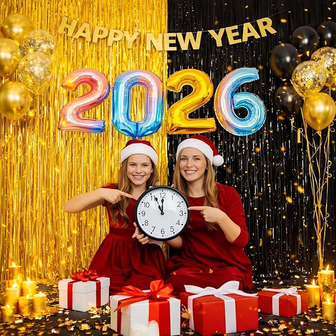 Black Foil Fringe Curtains Party Decorations – 3 Pack 3.2 x 8.2 ft Shiny Black Tinsel Curtain Backdrop for Birthday, Graduation & Photo Booth, Easy to Install