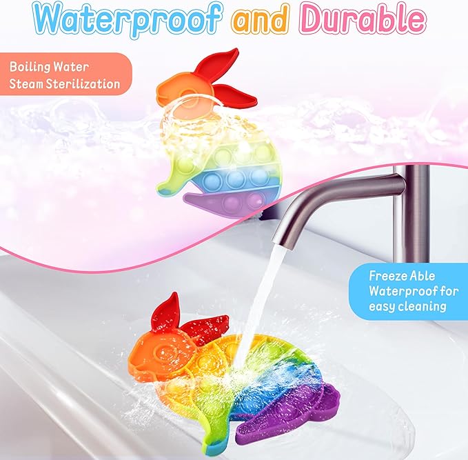Fidget Toys for Kids Girls Boys,Easter Rainbow Bunny Push Bubble Sensory Toy Toddler Adult Stress Relief Silicone Autism Fidgets Birthday Gifts for Travel Cars Classroom Party Favors Office