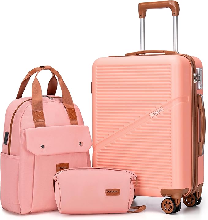Cosbarn Carry On Luggage 22x14x9 Airline Approved, 20 Inch Carry on Suitcases with Wheels, ABS Lightweight Carry-on Luggage, Travel Suitcase Set with Wheels and TSA Lock