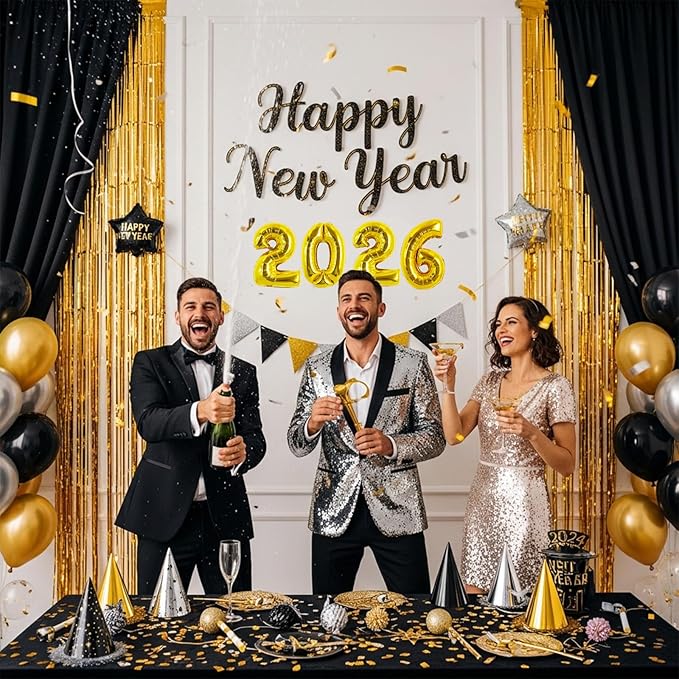 TONIFUL Number Balloons 16 Inch Fat Gold 2 Set 0-9 Number Mylar Foil Balloons 20 Pcs Custom digitalal for 2026 New Year Eve Birthday Party Engagement Graduations Anniversary Baby Shower Decor