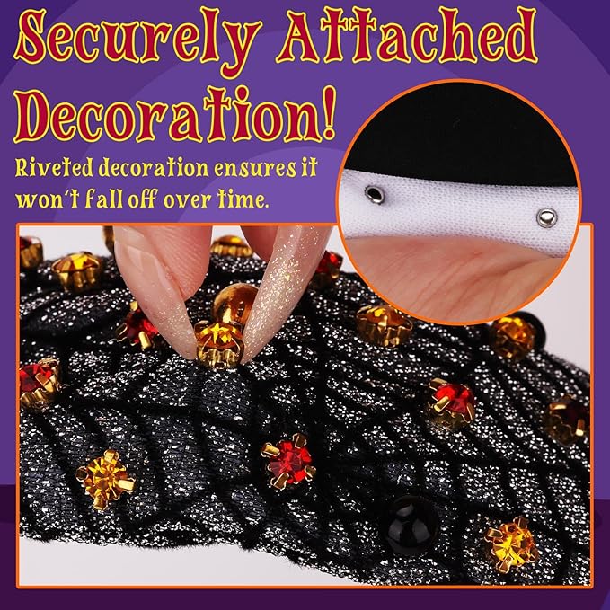 Halloween Headbands for Women, Spider Web Black Pearl Rhinestone Wide Jeweled Knotted Headband, Crystal Beaded Jeweled Top Knot Embellished Headband Hair Accessories Halloween Birthday Gift