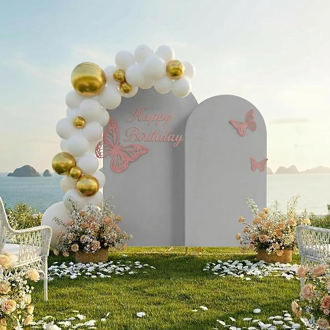 Metal Arch Backdrop Stand and Cover Set, 7.2FT, 6FT Party Backdrop, Easy to Assemble, Backdrop Stand for Parties, Birthday, Baby Shower