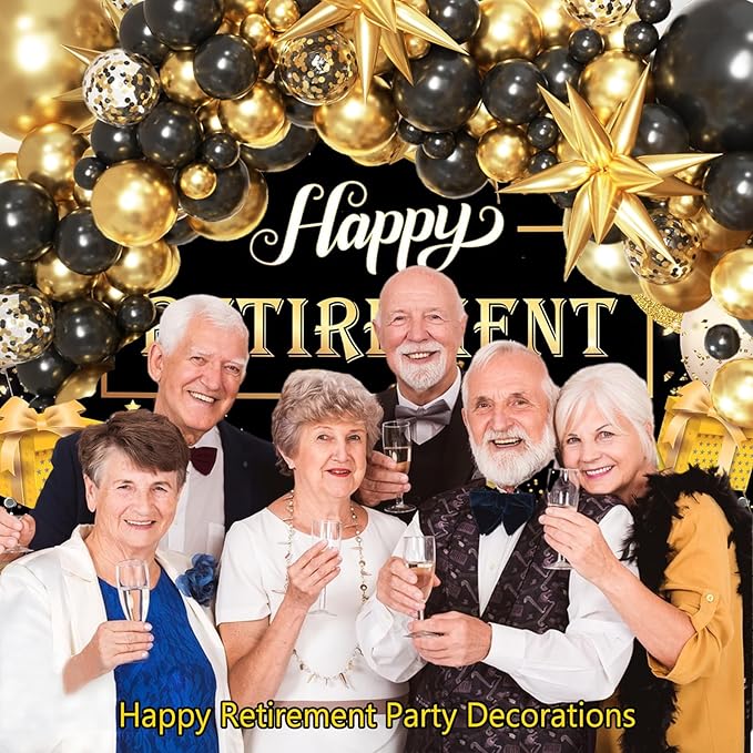 Black and Gold Balloon Garland Arch Kit, Black Gold Confetti Balloons for Retirement Men Birthday Graduation Decorations 2026 Class Grad Prom Bachelorette Anniversary Party Decorations
