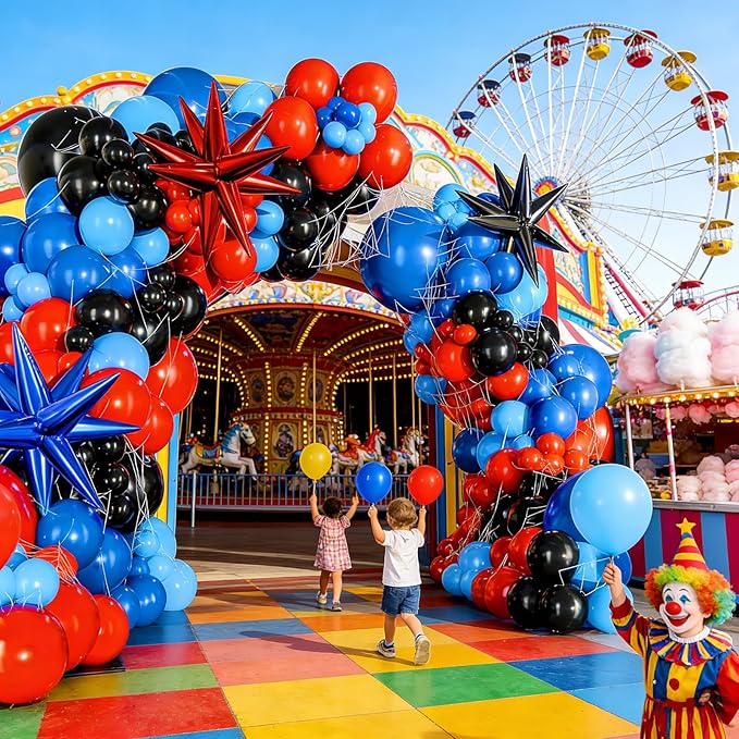 320 Pcs Red Blue Black 12 Inch Bulk Latex Balloons, for Boys Cool Spider Theme Birthday Baby Shower Graduation Ceremony Party Decorations
