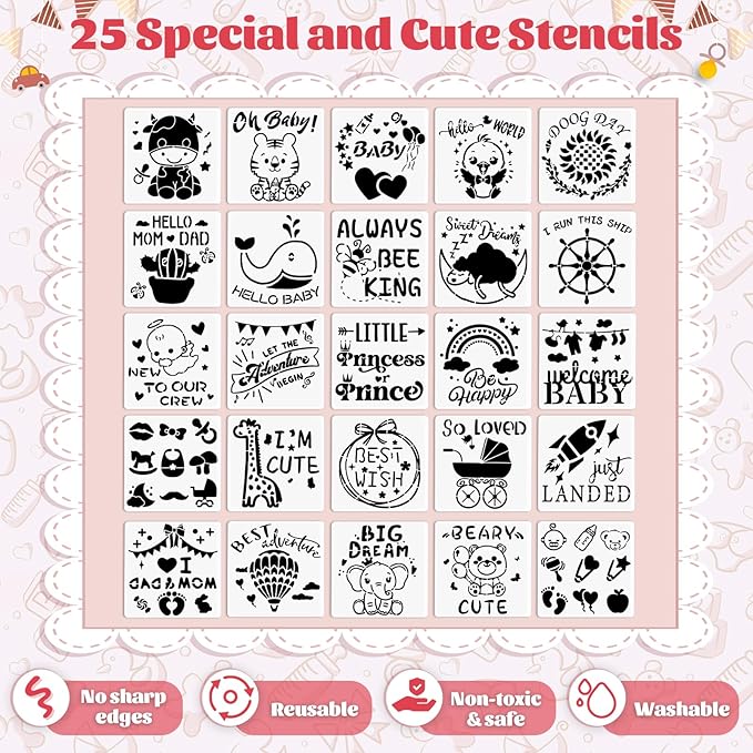 201 Pcs Baby Shower Set Baby Shower Game Sign Baby Bib Bodysuit White Baby Bib Newborn Bodysuit Baby Shower White Decorating Kit(PinkFlowerButterfly)