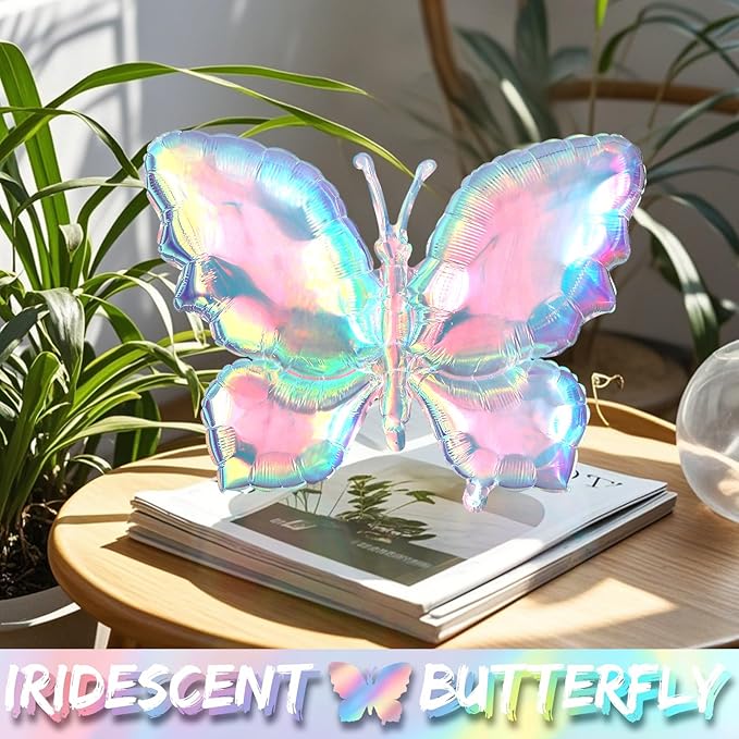 Fairy Wonderland Balloon Arch Kit,163Pcs Pastel Rainbow Balloon Garland with Iridescent Butterfly,Mushroom,Chessboard Foil Balloons for Alice Princess Birthday Onederland Garden Tea Party Decorations