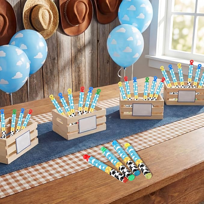 32 Pcs Story Party Favors Bubble Wands Blue Sky White Clouds and Cow Print Bubble Wand Party Favors for Adult Summer Activity Birthday Prizes Goodie Bag Stuffers Gifts Wedding Supplies